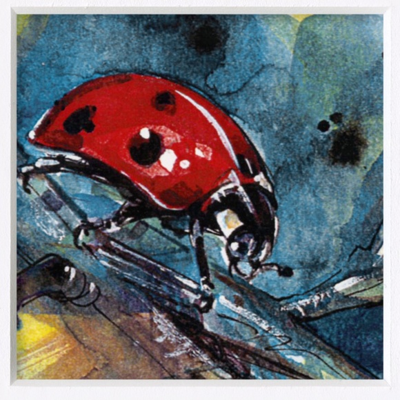Ladybug Print in Mat from original painting by Kathy Morton Stanion - Ladybug 1 - Picture 2 of 4